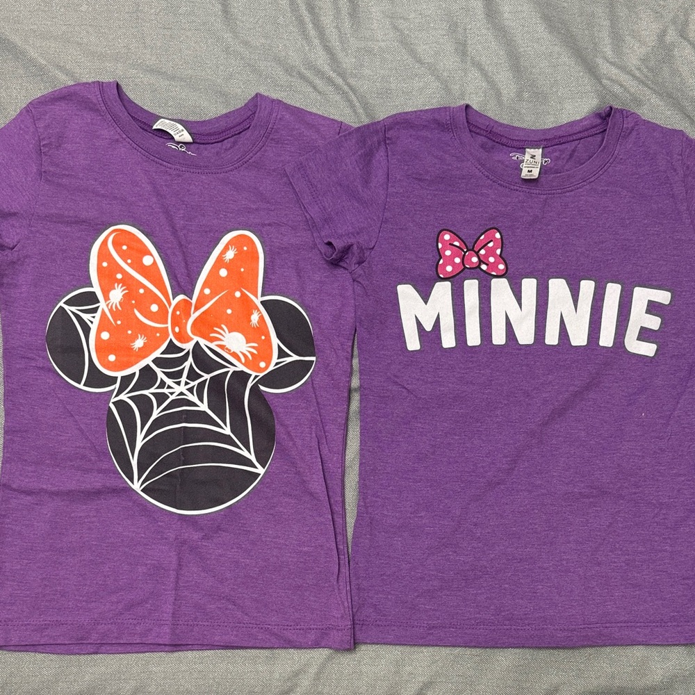 2 Minnie Mouse purple tshirts size girls medium. Like new only worn once.